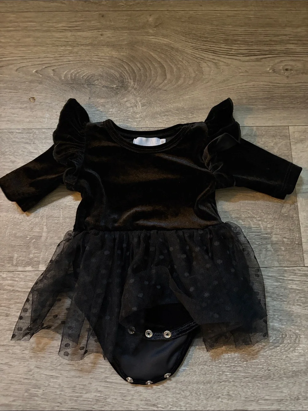Black Velvet Tutu Baby Costume Bodysuit